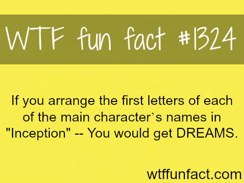 wtf-fun-factss:  Inception main character’s name - DREAMS MORE OF WTF FACTS are