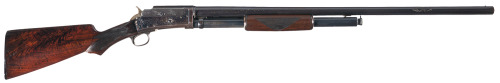 Factory engraved special order Marlin Model 1898 pump action shotgun, circa 1898 - 1905.