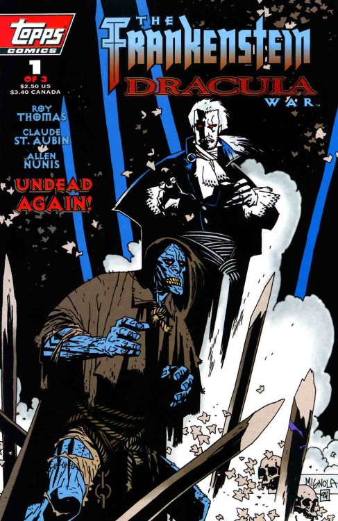 thebristolboard: Covers by Mike Mignola from The Frankenstein Dracula War, published by Topps Comics