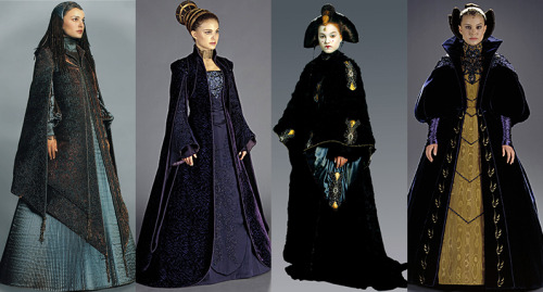 femmequeens:  Padmé Amidala’s wardrobe from Star  Wars: The Prequel Trilogy (Episode I: The Phantom Menace / Episode II:  Attack of the Clones / Episode III: Revenge of the Sith) 