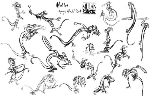 Mushu rough model sheets and art notes (x)