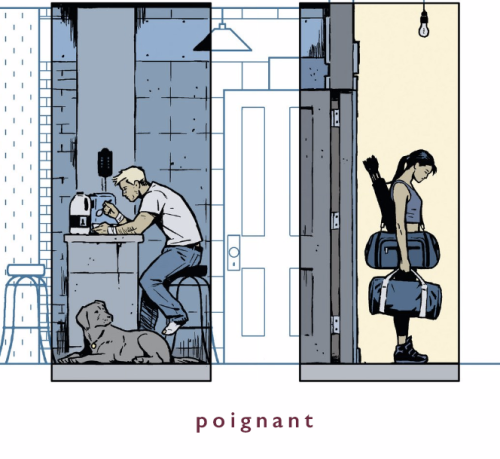 kowabungadoodles:  A lesson in how to frame your characters and how not to frame your characters brought to you by ‘Kate Bishop leaving angrily’.  An artist is a storyteller, theres 100 different ways to tell any one story. Use your tools to add