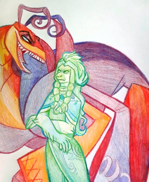 blank-sketchbooks:colored pencil stuffs with some recurring characters, random critters, & abstr