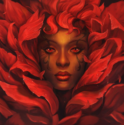 fyblackwomenart:  Amongst the Red Petals by Corey Loving Art