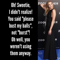 Karlie Kloss Ballbusting #femdomcaption #ballbustingcaption