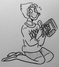 mysticbaconslice:  I couldn’t draw the container properly because I was too busy freaking out over the recent episode of Steven Universe.   Pearl looked cute in a sweater though!