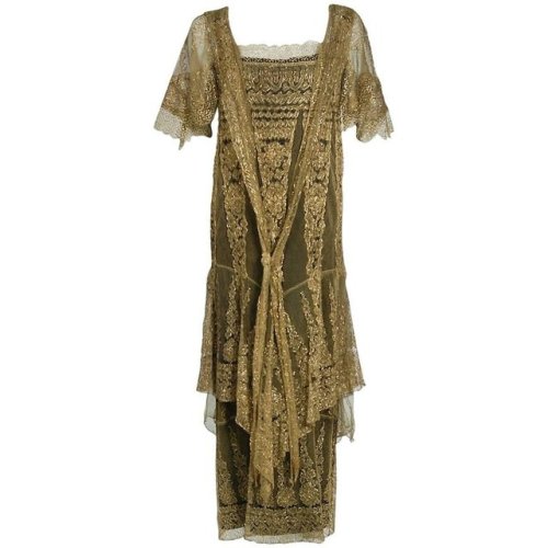 Kittyinva: 1922-24 c. Gold lame lace evening dress over an old-stock black slip not original to the 