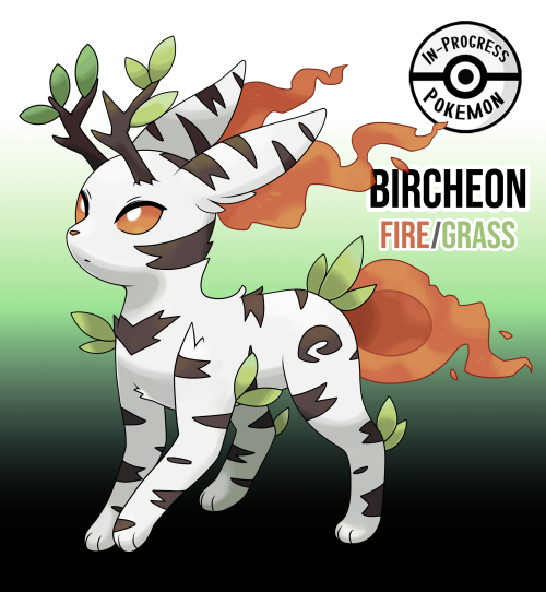 inprogresspokemon:inprogresspokemon:Bircheon (Fire/Grass)#??? - On rare occasion, an Eevee can be af