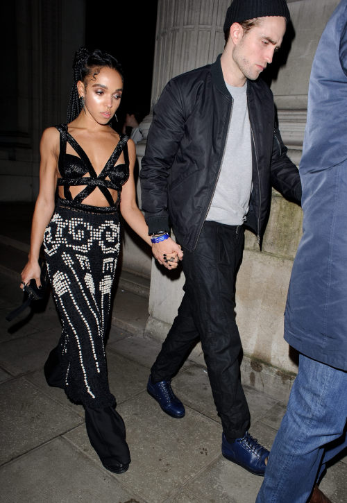 myheartsnsocal:Rob and girlfriend FKATwigs leaving the BritAwards After AFTER party