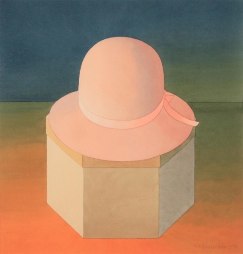 igormaglica:Mark Adams (1925-2006), Pink Felt Hat, 1988.watercolor on paper, 22 3/8 x 21 &frac1