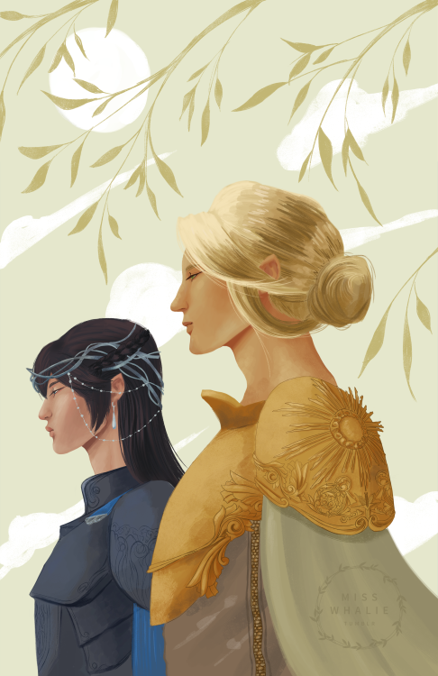 misswhalie:Ecthelion + Glorfindel under a willow somewhere. I’ve literally recolored this three time