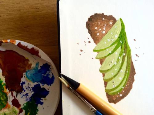 kirstenshielillustration:  Tried out gouache for the first time today! So, of course, I painted food