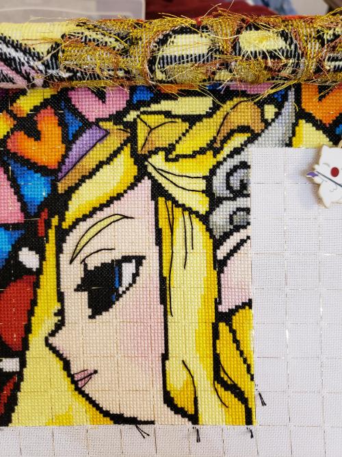 Stained Glass Zelda WIP stitched and designed by AlterOphelie.“Finally finished Zeld