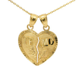 thegolddig: 14k Yellow Gold Te Amo Heart Necklace (more information, more gold) 