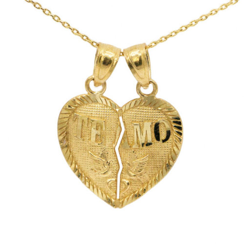 thegolddig:14k Yellow Gold Te Amo Heart Necklace(more information, more gold)