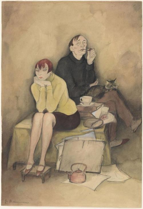 Artist Marriage   -   Jeanne Mammen , 1928German, 1890-1976Watercolour and graphite on cream wove pa