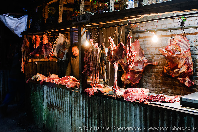 A stall at a little meat market off the Main Bazaar in Darjeeling.