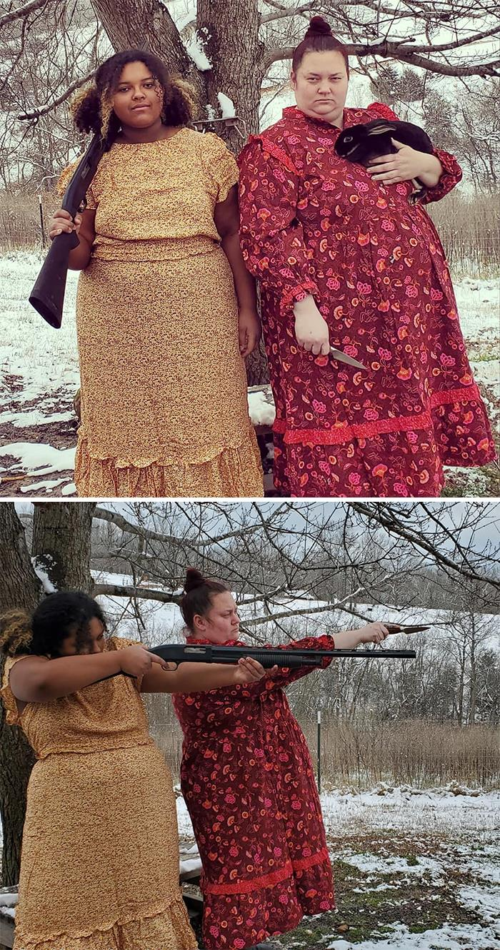 jackalgirl:papapastoral:original-honeychiles:This is the Target Dress Challenge - they fancied it up with a knife,gun and a cute bunny. I say they winThese are some other prime candidatesWHERE CAN I GET THEIR CALENDAR? I second that motion for a calendar!