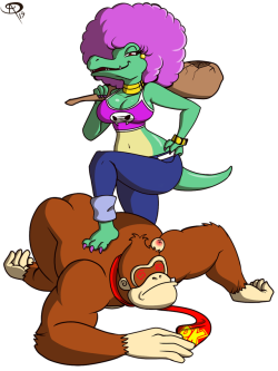 elementlizard: COMMISSIONED ARTWORK done by: @chillguydrawsConcept and idea: me_________________________It takes a powerful and strong crocodile woman to take down a Kong.Kalypso © Nintendo Dong her good~ ;9