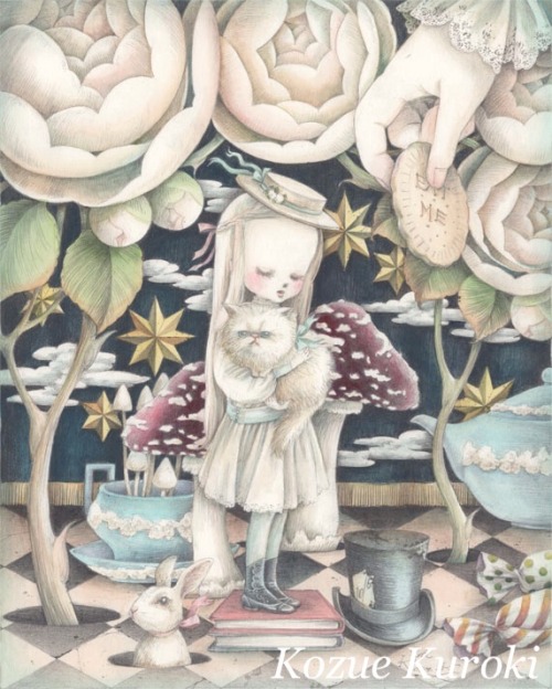 mitsuamiffy-blog: 黒木こずゑ Kozue Kuroki 「赤薔薇」Red rose  「白薔薇」white rose 2012／Pencil , watercolor