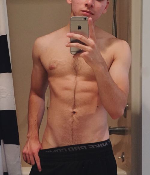 straightbaitedguys:  I love the hair and abs on this dude. His cock has to be his best feature tho.——Submit straight guys to be baited.