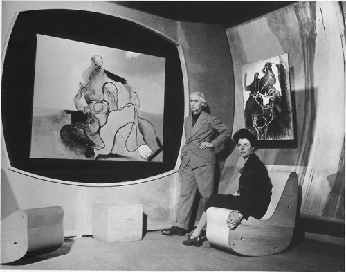 Peggy Guggenheim and Max Ernst in the Surrealist gallery of Art of This Century, New York, 1942 Pict