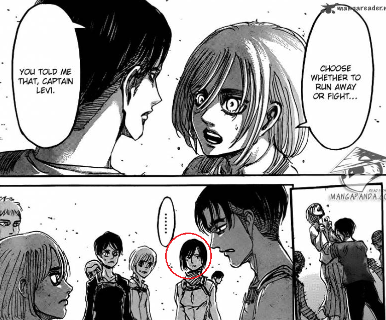 canon-rivamika:I just love it that Mikasa doesn’t ever break a sweat when someone