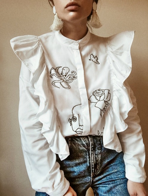 sosuperawesome:Embroidered Vintage ClothingSlooow Hands on Etsy