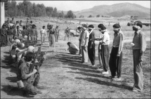 chasing-rose:  The Pulitzer Prize winner photographs, Iranian revolutionary guards executing Kurds. The 11 men were executed on august 27, 1979 at the Sanadaj Airport. (Last Photograph) Among the 11 people executed at Sanandaj Airport was this injured