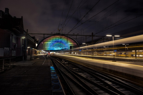 Daan Roosegaarde | Rainbow Station, Amsterdam Central Station, Amsterdam, the Netherlands, 2014