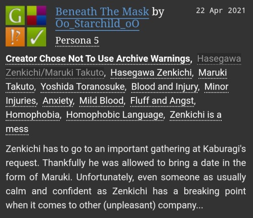 So... I've Been Trying To Type Out A Remake Of My Old Oneshot, "Beneath The Mask" And I Now Know Why
