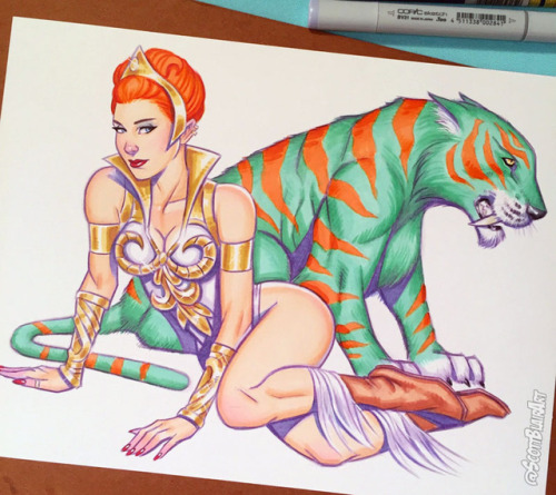 Teela &amp; Cringer MOTU custom pin-up sketch