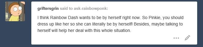 ask-rainbowponk:“Or maybe it’s because I forgot the wings?”xD Oh Pinkie &lt;3