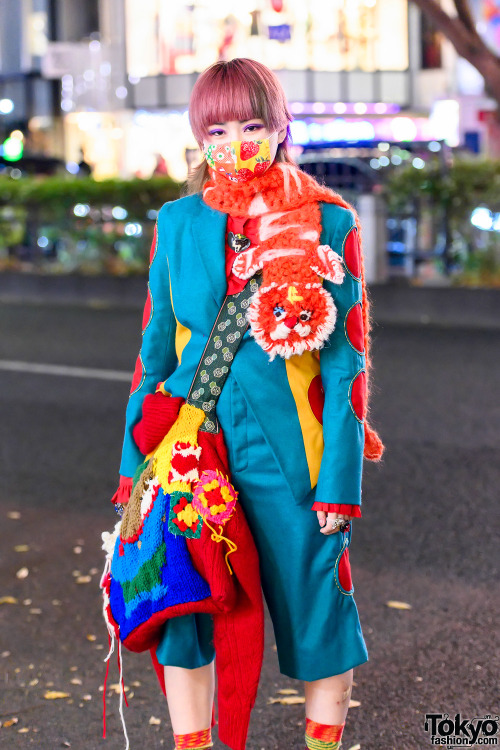 tokyo-fashion:20-year-old Japanese fashion student Saki on the street in Harajuku wearing a handmade