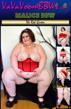 Malice shows off her massive, sexy body in this tight fitting red &amp; black corset. Her thong is just the perfect match! Fat spillage everywhere! Check out this beauty and her gorgeous friends @ VaVaVoomBBWs.com