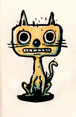 ghosttthead:  casual cat - sketch on the bus (pentel brush-pen + letraset promarkers) 