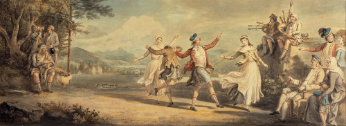 A Highland Dance (c.1780). David Allan (Scottish, 1744-1796). Brush and watercolour over p