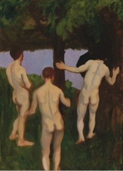 gay-erotic-art:  100artistsbook:  Károly Ferenczy | Three boys bathing More male art at www.theartofman.net and www.VitruvianLens.com    Every now and then I do a series devoted to one blog. This week I’m highlighting one of my favorites – One Hundred