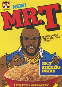 vintagegeekculture:  Mr. T Cereal (1984), front and back.  