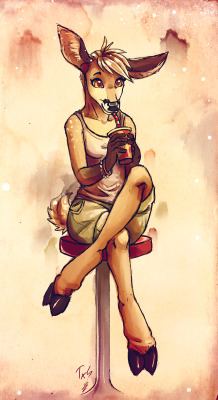 Tas-Draws:  A Doe Enjoying A Milkshake! 