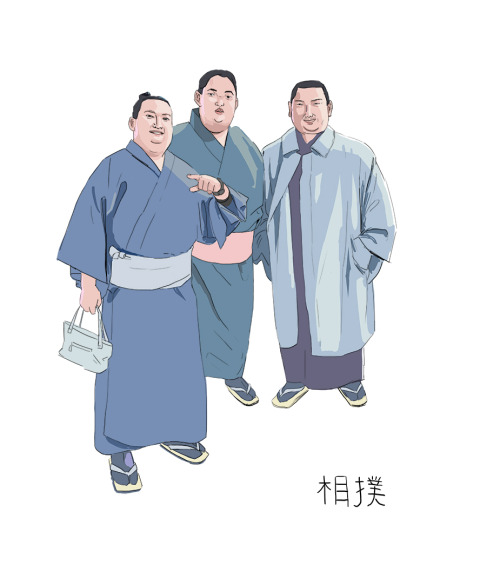 Three sumo friends Study of a picture by @tokyo-fashion