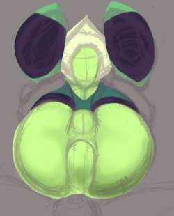 Jack-Aka-Randomboobguy:  Painting Wip. Trying To Make Peridot Booty(And Fullnelson