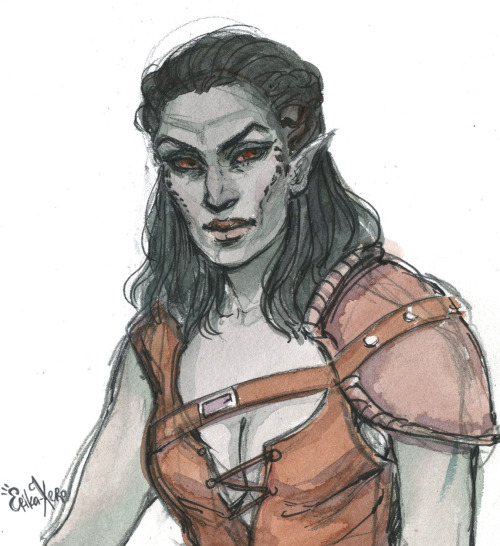 erika-xero:Watercolor sketches of my Dragonborns, Champion of Cyrodiil and Nerevarine (yep, I love d