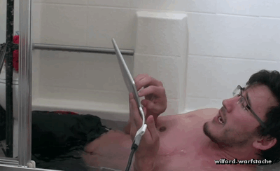 wilford-warfstache:  Ice Bath Challenge!  &ldquo;My bum bum is freezing, and