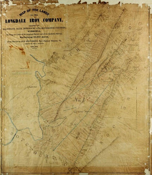 Hotchkiss, Jedediah, 1828-1899. Map of the lands of the Longdale Iron Company, situated in Alleghany