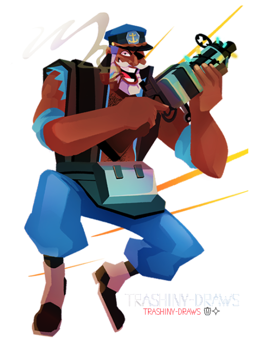 trashiny-draws:COMMISSION FOR @faduin —ITS THEIR DEMO LOADOUT! HE WAS SO MUCH FUN TO DRAW 