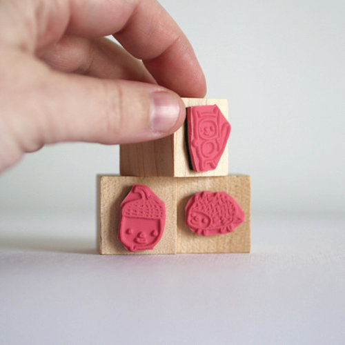 Cute custom rubber stamps on The Small Object.