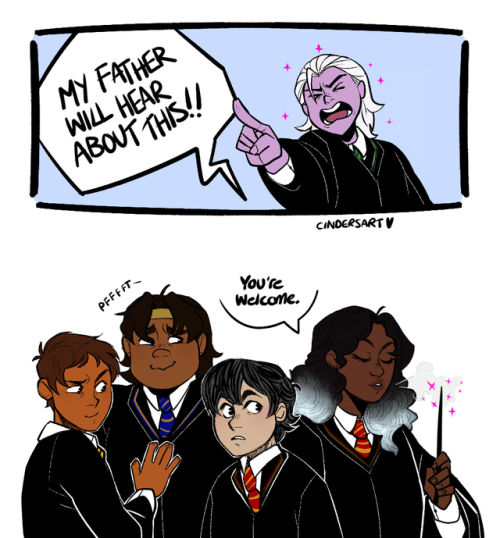 cindersart: hp au part one! ft. allura, a spell that turns people purple, and these other goobs omg