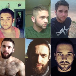 oliverbeastly:The progress of my beard in one year increments on T. Top left is one year on T.