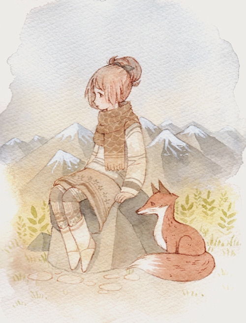 heidruna:  kronborgart:  Mountain girl ✿ First of a small series of character portraits I want to do :o)  Mori girls and guys, check this artist out! She makes magical things 